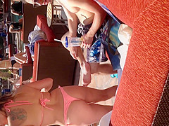 Nice Latin ass in thong bikini