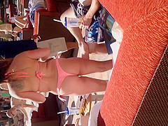 Nice Latin ass in thong bikini