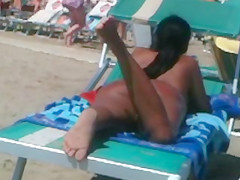 Perfect round latin ass on the beach