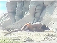 Shy couple caught on the nudist beach