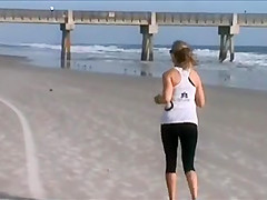 candid young milf jogging slow motion 46, nice tits