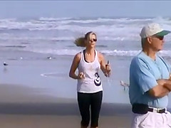 candid young milf jogging slow motion 46, nice tits