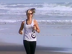 candid young milf jogging slow motion 46, nice tits