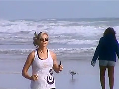 candid young milf jogging slow motion 46, nice tits