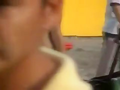 Candid Camel toe in yellow bathing suit