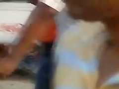 Candid Camel toe in yellow bathing suit