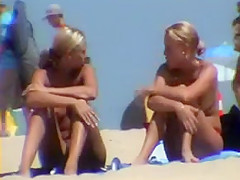 Cute blonde girls at beach - hidden cam