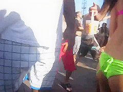 Teen with bikini thong dancing on a pool party !