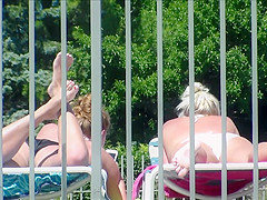 1 of 3 Candid Bikini Butt Tanning Pool Selfie Blonde Redhead