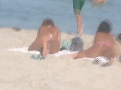 3 sexy milfs big asses on beach 2014