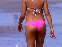 sexy oiled jiggly tits ass beach voyeur