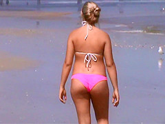 sexy oiled jiggly tits ass beach voyeur