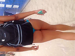 Black booty blue thong