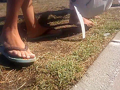 Candid Tatoo Foot in beach with sand - Feet 36