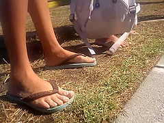 Candid Tatoo Foot in beach with sand - Feet 36