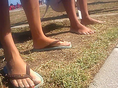 Candid Tatoo Foot in beach with sand - Feet 36