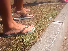 Candid Tatoo Foot in beach with sand - Feet 36