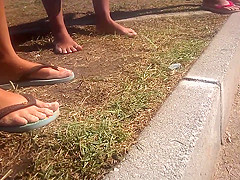 Candid Tatoo Foot in beach with sand - Feet 36