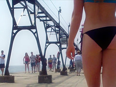 Candid Beach Bikini Ass Butt West Michigan Booty Red 10