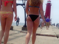 Candid Beach Bikini Ass Butt West Michigan Booty Red 10
