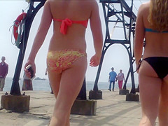 Candid Beach Bikini Ass Butt West Michigan Booty Red 10