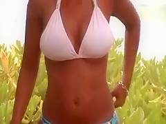 Brunette with great ass at the beach