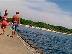 Candid Bikini Beach Butt Ass West Michigan Booty Postcard