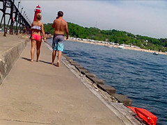 Candid Bikini Beach Butt Ass West Michigan Booty Postcard