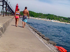 Candid Bikini Beach Butt Ass West Michigan Booty Postcard