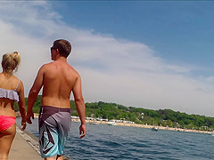 Candid Bikini Beach Butt Ass West Michigan Booty Postcard