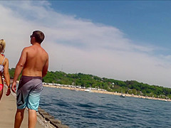 Candid Bikini Beach Butt Ass West Michigan Booty Postcard