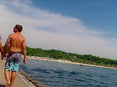 Candid Bikini Beach Butt Ass West Michigan Booty Postcard