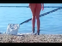 Hot Babe with big great Ass on the Beach