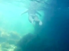 Nudists in the Crimea in 2011. Underwater girl.1