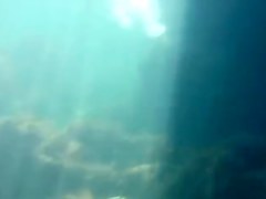 Nudists in the Crimea in 2011. Underwater girl.1