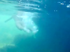 Nudists in the Crimea in 2011. Underwater girl.1