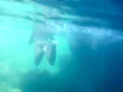 Nudists in the Crimea in 2011. Underwater girl.1