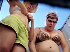 Real mom and NOT her daughter in a beach cabin