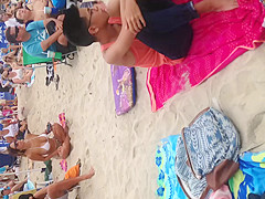 Big boob Asian on the beach