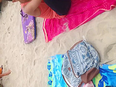 Big boob Asian on the beach