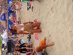 Big boob Asian on the beach