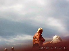 Russian mature on the beach! Amateur hidden cam!