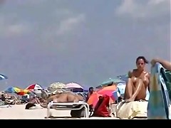 Nude Beach - Big Boob Brunette Show