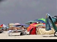 Nude Beach - Big Boob Brunette Show