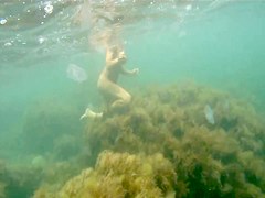 naked woman underwater