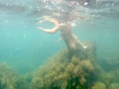 naked woman underwater
