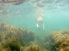 naked woman underwater