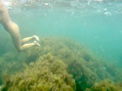 naked woman underwater
