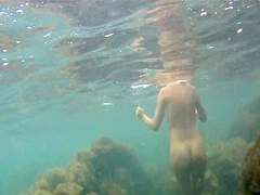 naked woman underwater