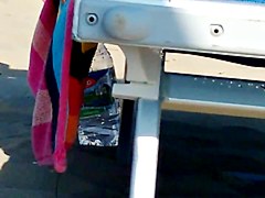 Hot girl spreads her legs in front of me at the beach